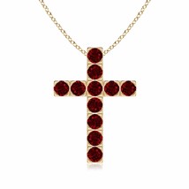 ANGARA Flat Prong-Set Ruby Cross Pendant Necklace in 14K Solid Gold | 18&quot; Chain - £1,704.60 GBP