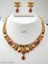Indian Women Long Necklace Set Gold plated Designer Fashion Jewelry Wedding Gift - $28.70