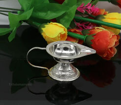 925 sterling oil lamp, silver home temple utensils, silver diya, deepak ... - $128.69