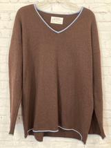 REI Cooperative Womens Medium 100% Lambs Wool Pullover Sweater Brown V Neck - £17.68 GBP