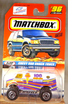 1999 Matchbox #96 At Your Service Series 20 Chevy Van Snack Truck White w/MC Sp - £7.47 GBP