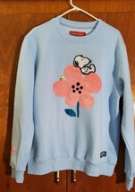 NWT Peanuts Snoopy lying on pink flower sweatshirt Men&#39;s LARGE - READ 4 ... - $44.99