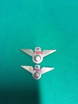 2 Vintage TWA Junior Pilot Lapel Pin Badge Metal Wings Airplane Airlines - £17.94 GBP
