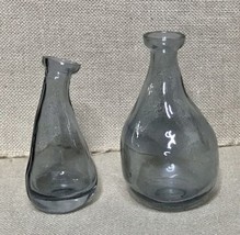 Rare IKEA Vorvind Mini Gray Glass Bud Vase Set Funky Shape Curvy Tilting - £36.31 GBP