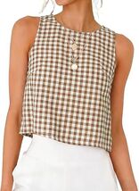 Womens Gingham Crop Tank Tops 2026 Spring Summer Sleeveless Vest Top - $41.96