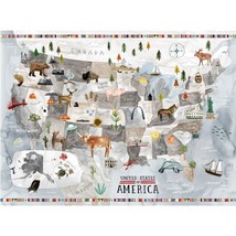 31.5&quot; X 44&quot; Panel United States of America East to West Cotton Fabric D479.63 - £10.43 GBP