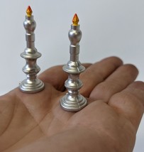 Pair of Hand-Painted Dollhouse Doll Miniature 1-3/4&quot; Candle Sticks - £4.79 GBP