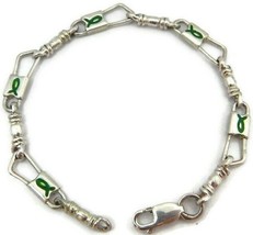 ACTS Bracelet Fishers of Men Sterling Silver  Fish Green Design!! - £43.94 GBP+