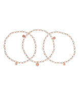 Rosy and Pearly Stretch Bracelet 3 piece Set Gift for Holiday Birthday -... - £7.99 GBP