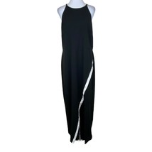 BCX Drsss Plus Size 2X Long Black High Slit Rhinestone Trim Evening Gown New - £43.65 GBP