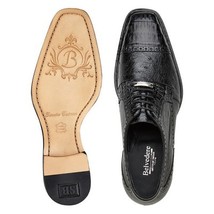 Belvedere Men's Shoes Martino Genuine Caiman Crocodile/Ostrich Black R104 image 2