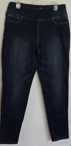 Womens L DG2 Diane Gilman Dark Indigo Blue Distressed Denim Jeans - $18.81