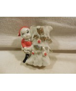 Vintage Japan Ceramic Christmas Red Pixie Elf Girl Tree Vase 2 3/8&quot; - $242.42 MXN