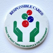 c1990 American Chemistry Council Responsible Care Pin Button Vintage 3” - £11.75 GBP