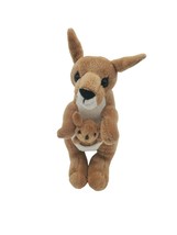 Wish Pets Stuffed Kangaroo With Baby 9 Inch Brown Zoo Animal Plush Gift Toy - £12.36 GBP