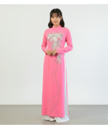 NWOT Women's Custom Couture Pink Embroidered &amp; Embellished Ao Dai Sz M - $70.00