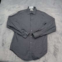 Calvin Klein Shirt Mens 15.5 Gray Non Iron Slim Fit Long Sleeve Button Up Top - £15.55 GBP