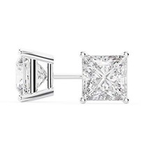 14k White Gold Princess Cut Diamond Stud Earrings .50 Carats - £618.92 GBP