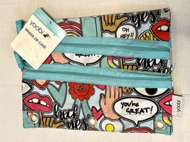 Yoobi Jumbo Stickers Themed Triple Zipper Pencil Supply Case W Binder Grommets - £4.02 GBP