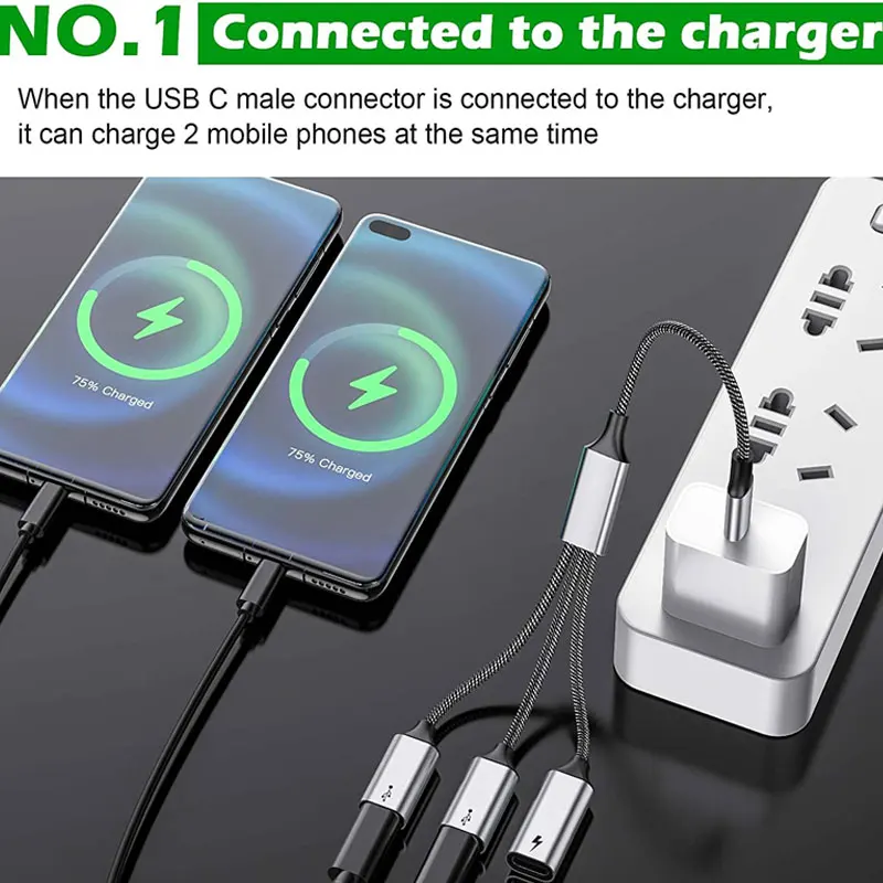 Sporting 3 in 1 USB Type C Male To 2 USB-C USB2.0 Female Docking Station Convert - £26.15 GBP