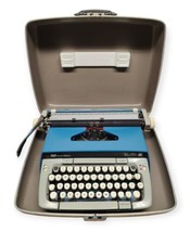 Vintage Smith Corona Blue Teal Gray Galaxie Twelve Typewriter XII Clean Works - £177.04 GBP