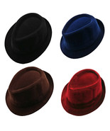 VELVET FEDORA HAT Selections - Stylish Smooth Trilby Panama Hats 4 Men W... - £10.26 GBP+
