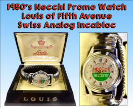 1950&#39;s NECCHI-ELNA Swiss Wind-Up Analog Sweep Second Wristwatch by Louis 5th Ave - £128.77 GBP