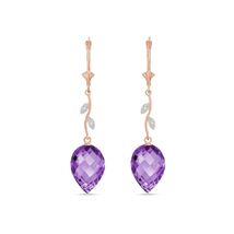 Galaxy Gold 14K Solid Gold Natural Diamond & Amethyst Drop Earrings for Women -  - $807.75