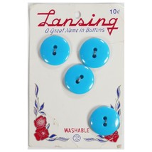 (4) Vintage  Lansing Bright Blue Cyan Two Hole Buttons 3/4 Inch Size 30 ... - $4.99