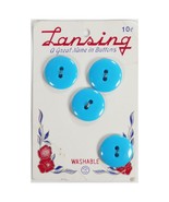 (4) Vintage  Lansing Bright Blue Cyan Two Hole Buttons 3/4 Inch Size 30 ... - $4.99
