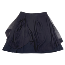 Moschino Silk Fit Flare Straight Skirt Size 8 Black Lightweight Layered ... - $42.06