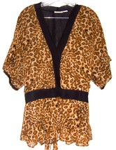 Collections Brown Sheer Leopard Print Top Sz XL - £17.92 GBP