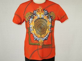 Men Crew T Shirt Makrom Turkey Medallion medusa Lion Floral 1231-426 red Gold - £27.97 GBP