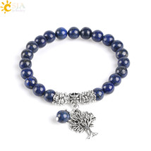 CSJA Chakra Natural Stone Lapis Lazuli Bracelets Tree of Life Bracelet Mala Bead - £10.32 GBP