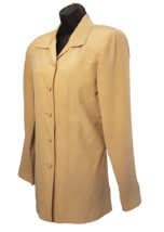 Patrick SILK Blazer Suit Coat VTG size 10 Sand Beige JACKET w/ Shoulder Pads - £15.54 GBP