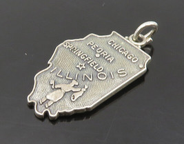 925 Sterling Silver - Vintage Dark Tone Illinois State Map Pendant - PT16320 - £21.73 GBP