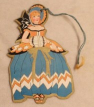 1930s era Woman in Orange &amp; Blue Dress Bunko Tally Card Box2 - $12.86