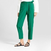 NWT A New Day Women&#39;s Straight Leg Tie Waist Green Crepe Pants - $17.95