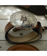 Genuine Bonded Leather Brown Kids Belt with Silver Buckle saddle Floral ... - $440.36 MXN