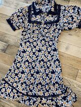 Free People Woman Dress M Floral Daisy Lace Puffed Sleeve Cottagecore  B... - $25.47