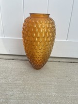Vtg MCM Hollywood Regency Pineapple Glass Pendant Swag Lamp Globe Amber 12.5” - £85.65 GBP