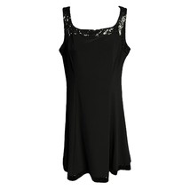 CHAPS Dress Black LBD Sequin Trim Sleeveless Stretch Women Size Medium - £21.27 GBP