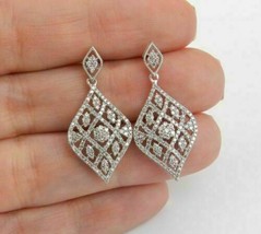 Diamond Chandelier Dangle Drop Wedding Earrings Gift 14k White Gold GP 1.25 Ct - £82.54 GBP