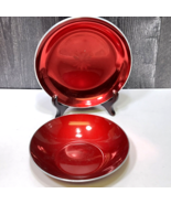 Emalox Norway 5.5  Red Enamel Bowl &amp; Design Olden 5 7/8&quot; Red Flower Dish... - $27.72