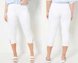 Joan Rivers Cotton Blend Stretch Denim Capri Pant w/ Snap- WHITE WASH, P... - $26.72