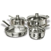 7-Piece Stainless Steel Cookware Set with Tempered Glass Lids - $134.49