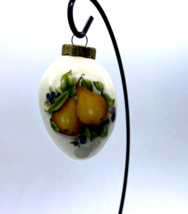 Vtg &quot;The Egg Lady&quot; Hand Painted Porcelain Egg Hanging Fruit Pears Berries Design - $19.73