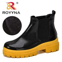 ROYYNA 2021 New Fashion Women Boots Thick Heel Platforms Zapatos Mujer Microfibe - £47.37 GBP