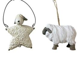 Sheep Lamb Spring Christmas Ornaments Lot of 2 Resin Tags - £10.59 GBP