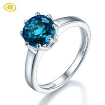 2.73ct Natural London Blue Topaz Rings 925 Sterling Silver Ring Fine Gemstone Je - £53.90 GBP